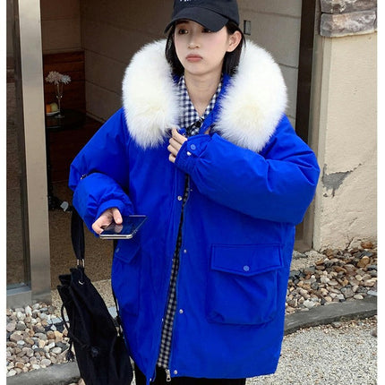 Women's Winter Puffer Coat Padded Jacket with Faux Fur Hood