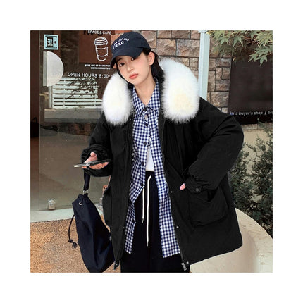 Women's Winter Puffer Coat Padded Jacket with Faux Fur Hood