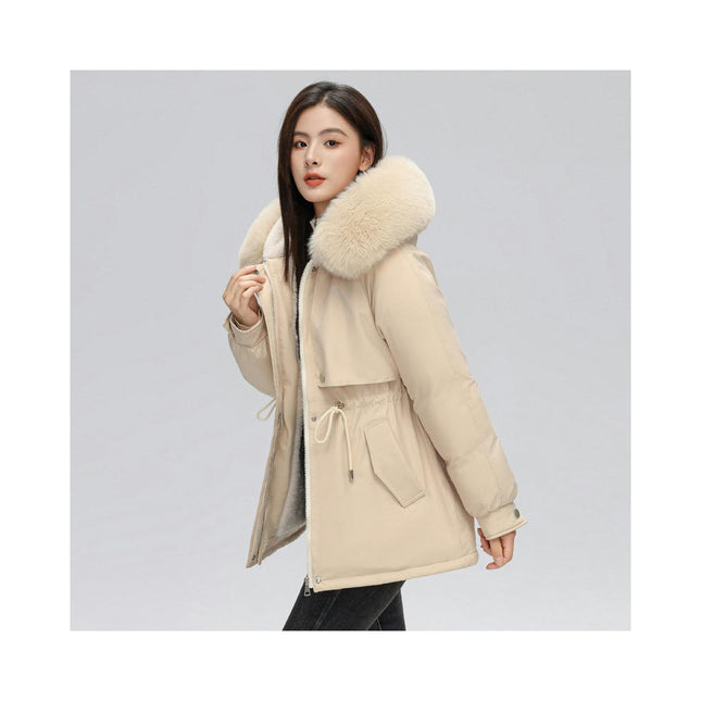 Women's Winter Thicken Parka Coat Warm Fleece Lined Parka Jacket with Faux Fur Hood