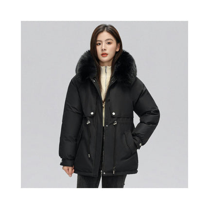 Women's Winter Thicken Parka Coat Warm Fleece Lined Parka Jacket with Faux Fur Hood