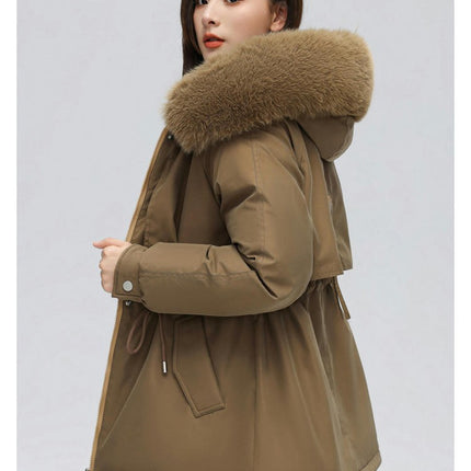 Women's Winter Thicken Parka Coat Warm Fleece Lined Parka Jacket with Faux Fur Hood