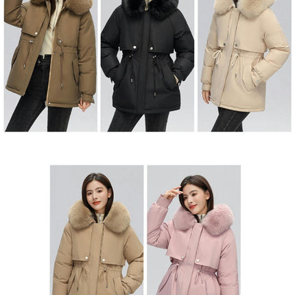 Women's Winter Thicken Parka Coat Warm Fleece Lined Parka Jacket with Faux Fur Hood