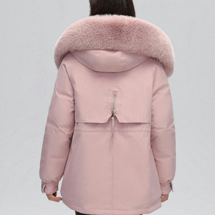 Women's Winter Thicken Parka Coat Warm Fleece Lined Parka Jacket with Faux Fur Hood