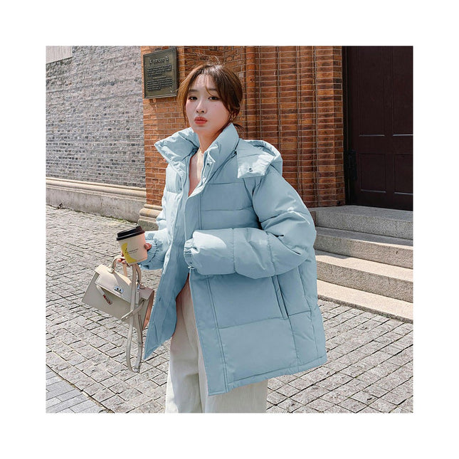 Women's Winter Cropped Puffer Jacket Quilted Hooded Padded Outerwear