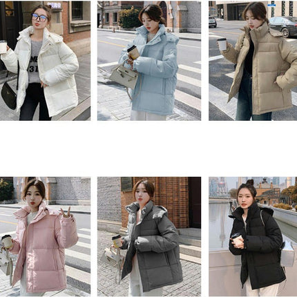 Women's Winter Cropped Puffer Jacket Quilted Hooded Padded Outerwear