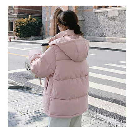 Women's Winter Cropped Puffer Jacket Quilted Hooded Padded Outerwear