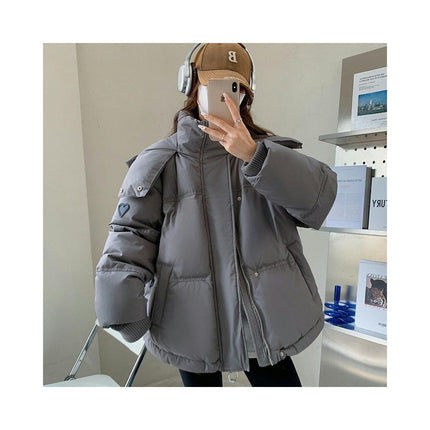 Women's Winter Puffer Jacket Hooded Zip Up Padded Long Sleeve Outerwear