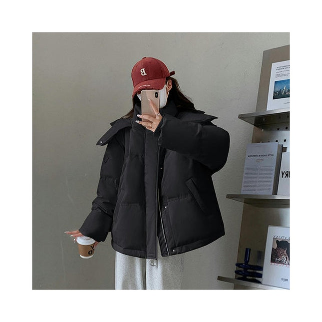 Women's Winter Puffer Jacket Hooded Zip Up Padded Long Sleeve Outerwear