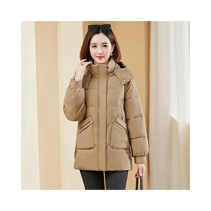 Women's Winter Hooded Puffer Jacket Long Sleeve Zip Up Quilted Outerwear