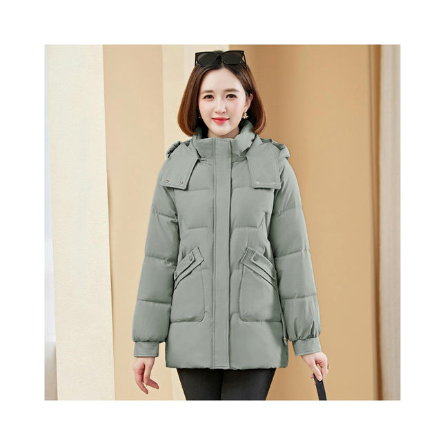 Women's Winter Hooded Puffer Jacket Long Sleeve Zip Up Quilted Outerwear