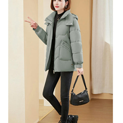 Women's Winter Hooded Puffer Jacket Long Sleeve Zip Up Quilted Outerwear