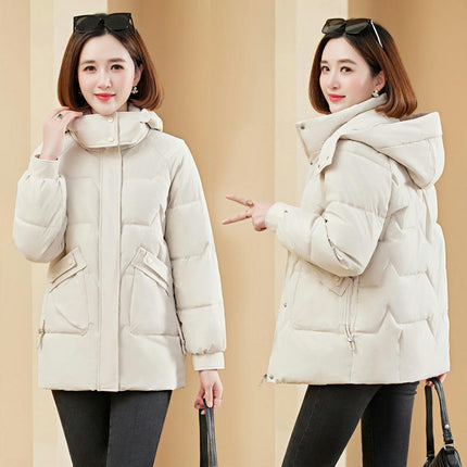 Women's Winter Hooded Puffer Jacket Long Sleeve Zip Up Quilted Outerwear