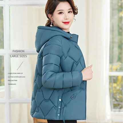 Womens Hooded Puffer Jacket Zip Up Quilted Padded Winter  Long Sleeve Coat