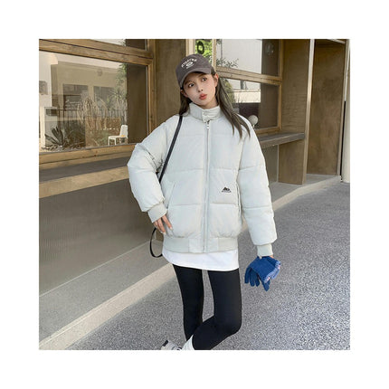 Women's Cropped Puffer Jacket Long Sleeve Stand Collar Padded Outwear