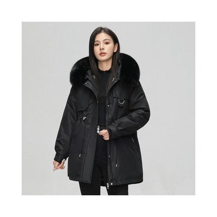 Women's Winter Parka Coat Warm Thicken Jacket with Faux Fur Hood