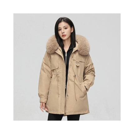 Women's Winter Parka Coat Warm Thicken Jacket with Faux Fur Hood