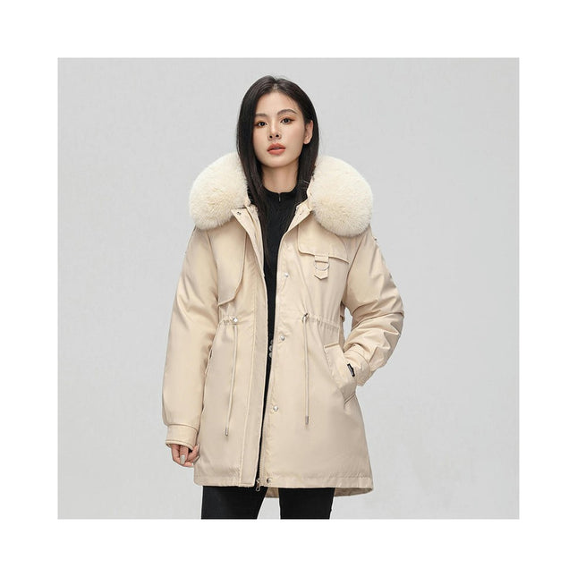 Women's Winter Parka Coat Warm Thicken Jacket with Faux Fur Hood