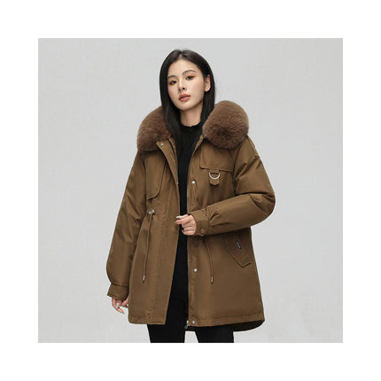 Women's Winter Parka Coat Warm Thicken Jacket with Faux Fur Hood