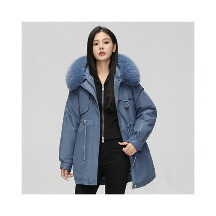 Women's Winter Parka Coat Warm Thicken Jacket with Faux Fur Hood