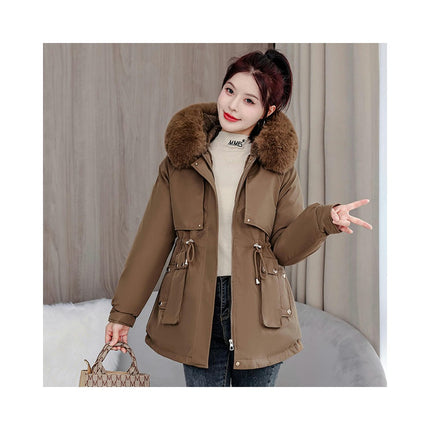 Women's Winter Thicken Coat Warm Fleece Line Parka Jacket with Faux Fur Hood