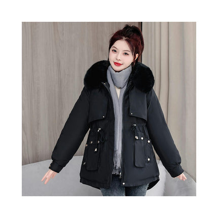 Women's Winter Thicken Coat Warm Fleece Line Parka Jacket with Faux Fur Hood