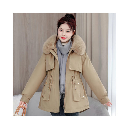 Women's Winter Thicken Coat Warm Fleece Line Parka Jacket with Faux Fur Hood