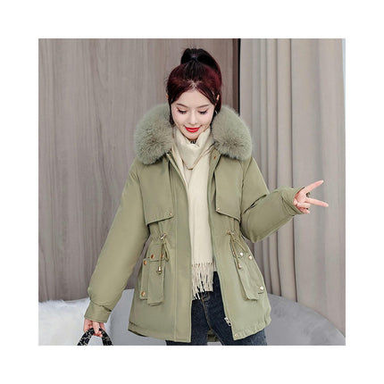 Women's Winter Thicken Coat Warm Fleece Line Parka Jacket with Faux Fur Hood