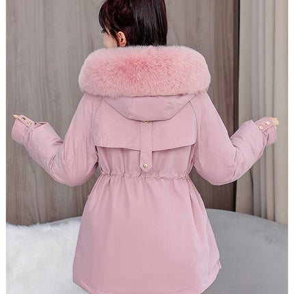 Women's Winter Thicken Coat Warm Fleece Line Parka Jacket with Faux Fur Hood