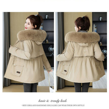 Women's Winter Thicken Warm Parka Jacket Coat with Faux Fur Hood