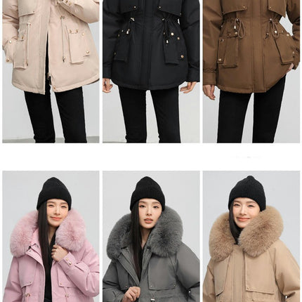 Women's Warm Winter Coat Thicken Parka Jacket with Faux Fur Trim Hood