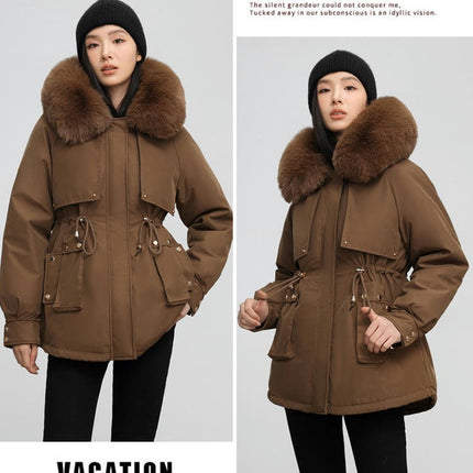 Women's Warm Winter Coat Thicken Parka Jacket with Faux Fur Trim Hood