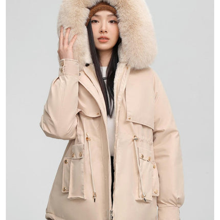 Women's Warm Winter Coat Thicken Parka Jacket with Faux Fur Trim Hood