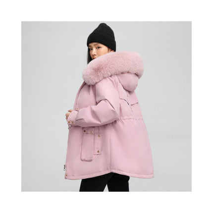 Women's Warm Winter Coat Thicken Parka Jacket with Faux Fur Trim Hood