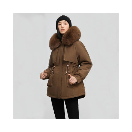 Women's Winter Warm Coat Thicken Parka Jacket with Faux Fur Hood