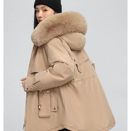 Women's Winter Warm Coat Thicken Parka Jacket with Faux Fur Hood