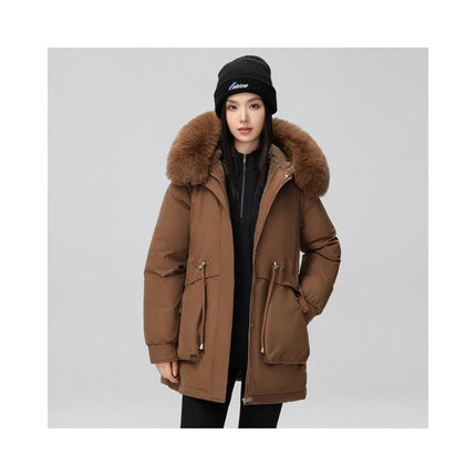 Women's Thicken Winter Warm Coat Parka Jacket with Faux Fur Hood