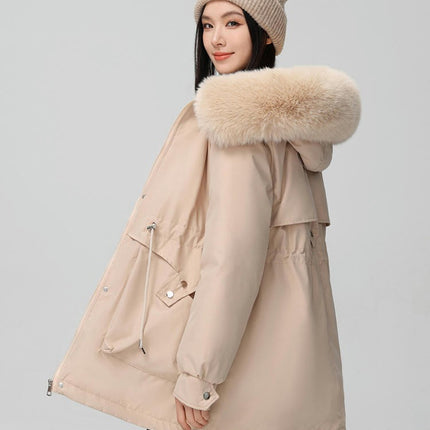 Women's Thicken Winter Warm Coat Parka Jacket with Faux Fur Hood