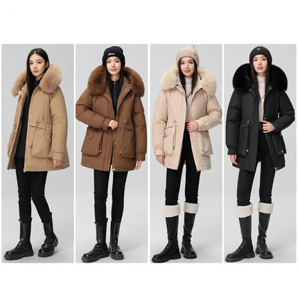 Women's Thicken Winter Warm Coat Parka Jacket with Faux Fur Hood