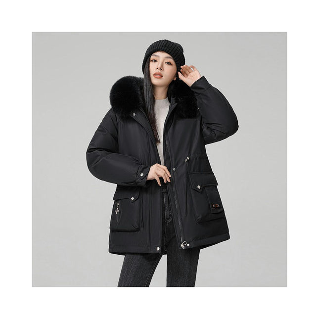 Women's Winter Thicken Warm Jacket Parka Coat with Faux Fur Hood