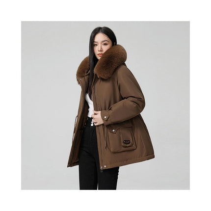 Women's Winter Thicken Warm Jacket Parka Coat with Faux Fur Hood