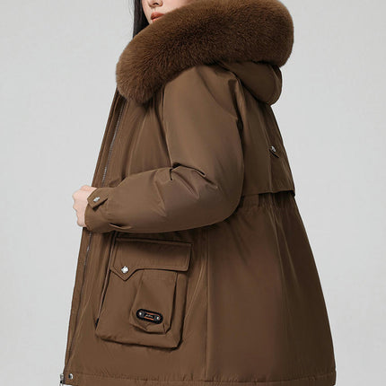 Women's Winter Thicken Warm Jacket Parka Coat with Faux Fur Hood