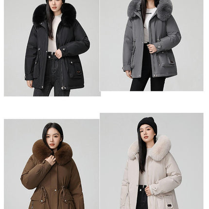 Women's Winter Thicken Warm Jacket Parka Coat with Faux Fur Hood