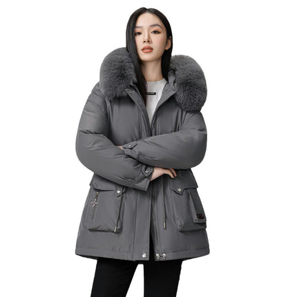 Women's Winter Thicken Warm Jacket Parka Coat with Faux Fur Hood