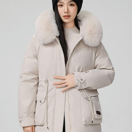 Women's Winter Thicken Warm Jacket Parka Coat with Faux Fur Hood