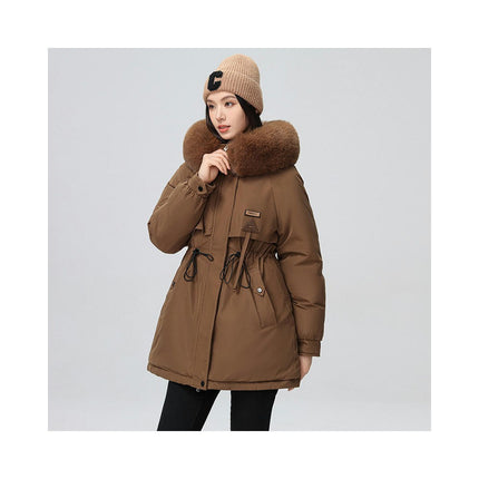 Women's Winter Coat Warm Fleece Line Parka Jacket with Faux Fur Hood Thicken Outerwear