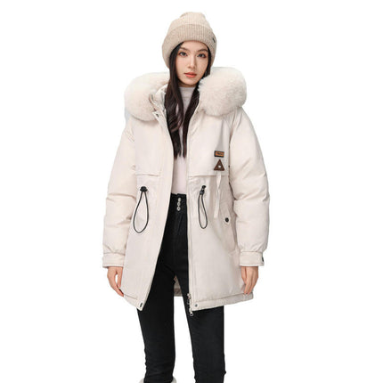 Women's Winter Coat Warm Fleece Line Parka Jacket with Faux Fur Hood Thicken Outerwear