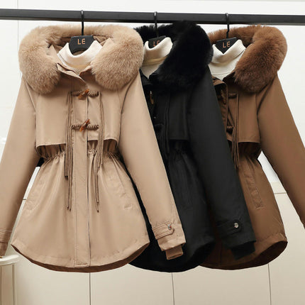 Women's Winter Thicken Jacket Warm Parka Coat Outerwear with Faux Fur Hood