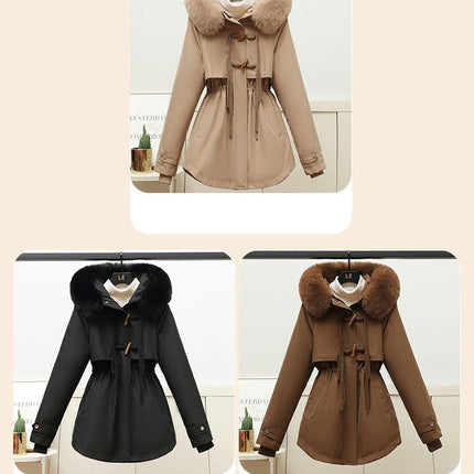 Women's Winter Thicken Jacket Warm Parka Coat Outerwear with Faux Fur Hood