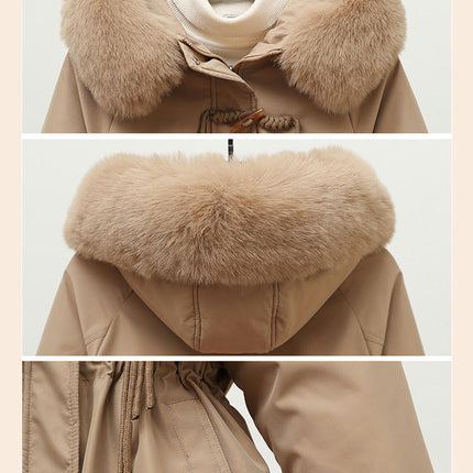 Women's Winter Thicken Jacket Warm Parka Coat Outerwear with Faux Fur Hood