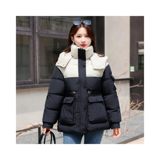 Women Long Sleeve Thicken Puffer Hooded Jacket Winter Padded Outerwear